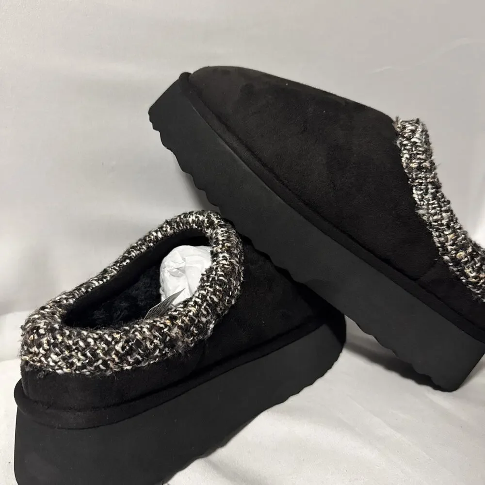 Steve Madden Selden Black Suede Faux Fur Platform Size 8 New
